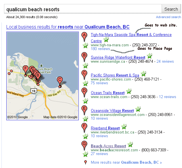 Qualicum Beach Resorts Sample Search